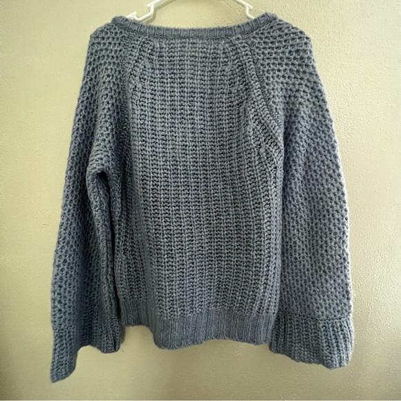 Moth Coastal Blue Knitted bell sleeve sweater size Medium wool blend - Picture 6 of 12